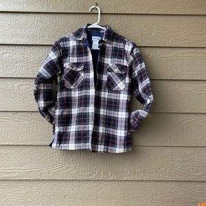 Puritan Vtg.  80s 90s Quilted Lined Plaid Flannel Button Front Shirt Jacket Boys